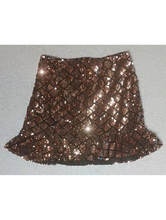 Forever 21 Dresses & Skirts - Forever 21 Sequin Mermaid Ruffled Mini Skirt Womens Size Medium Gold Diamond...